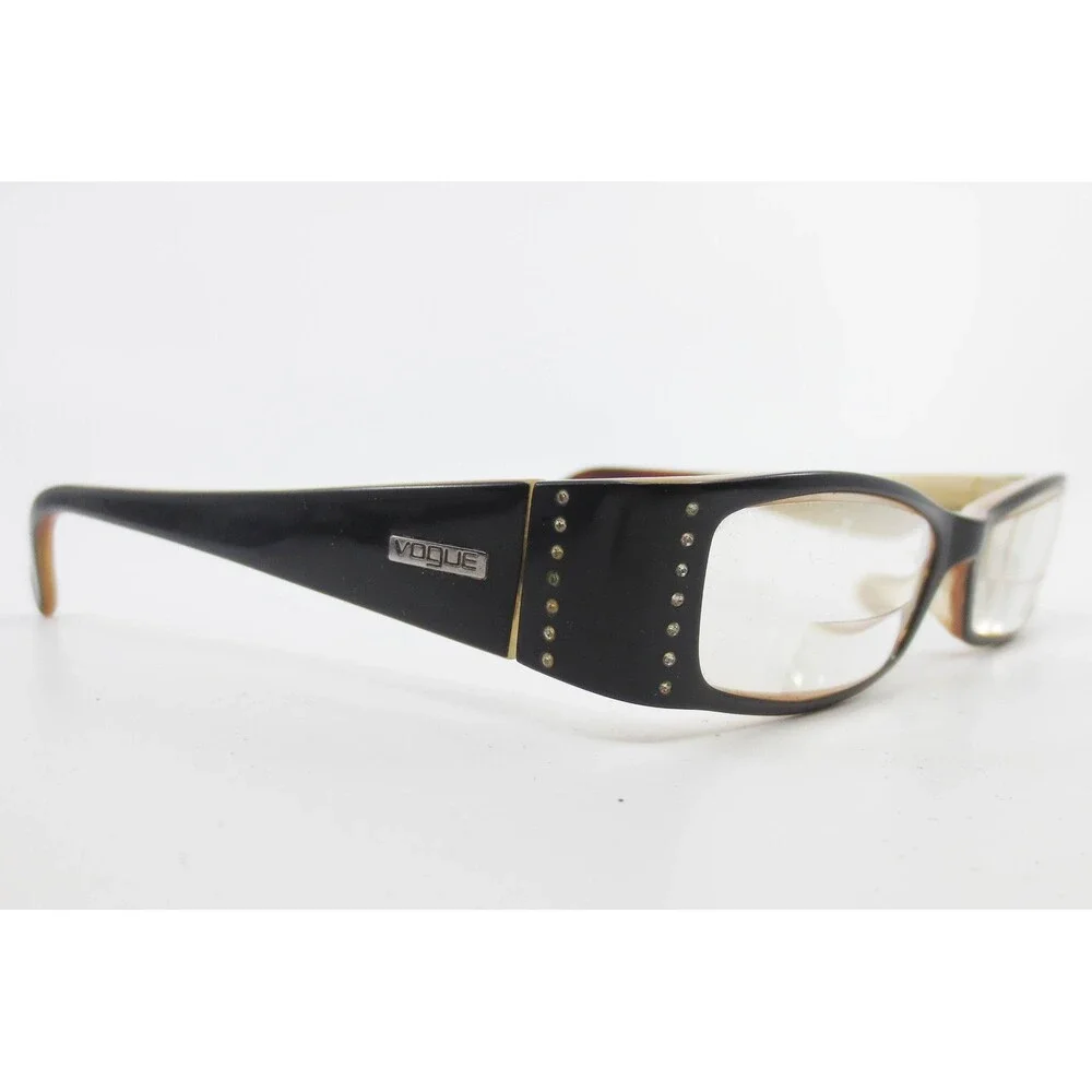Vogue VO3345 B Black Cream Rhinestone Rectangular Eyeglasses Frames 49-15-130